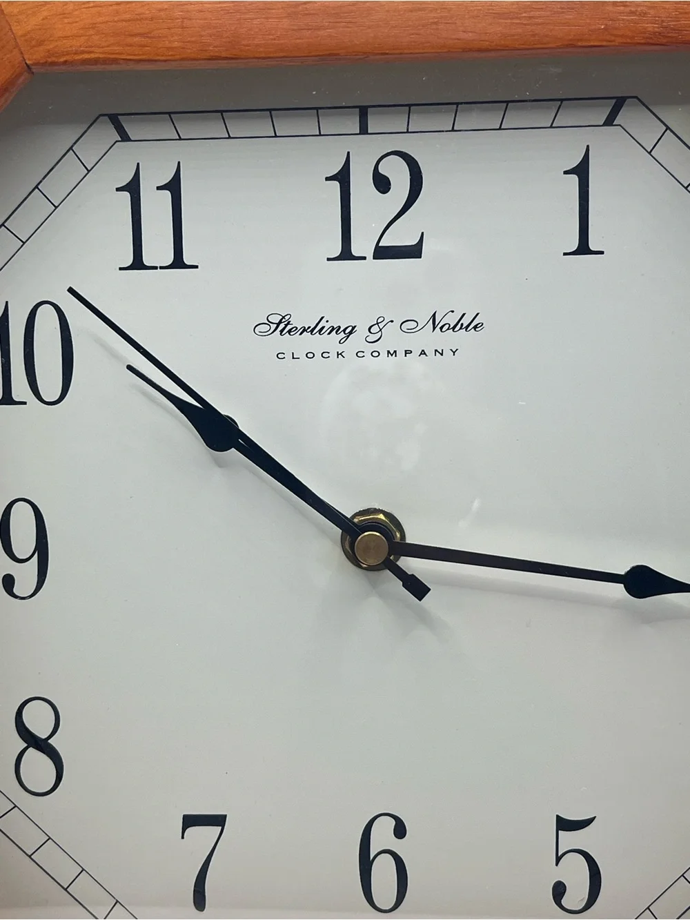 Vintage Sterling & Noble Wood Frame Octagonal Shaped Wall Clock